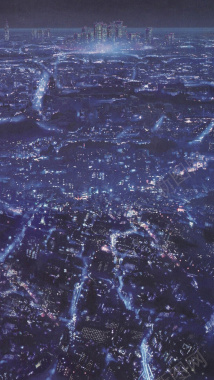 蓝色城市夜景手机端H5背景背景