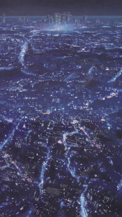 城市全景图蓝色城市夜景手机端H5背景高清图片