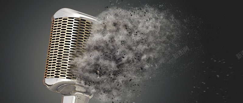 麦克风背景jpg设计背景_88icon https://88icon.com 创意 麦克风 碎片 爆炸 淘宝 博客 广告 banner 高清 灰色 海报banner 摄影 风景