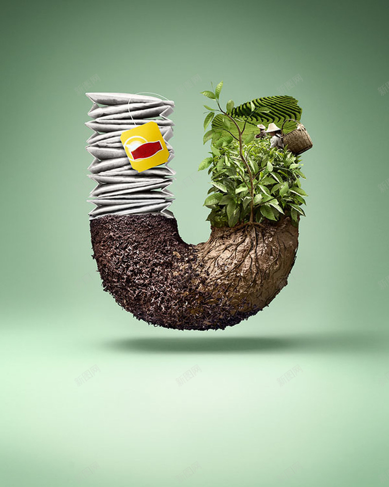 淡绿色茶包广告psd设计背景_88icon https://88icon.com 纯色背景 绿色 茶叶 开心 卡通 童趣 手绘