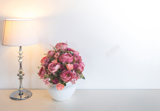 花瓶盆栽台灯墙壁背景背景