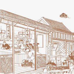 手工作坊图片手绘饭店中国古代民风民俗国潮风高清图片