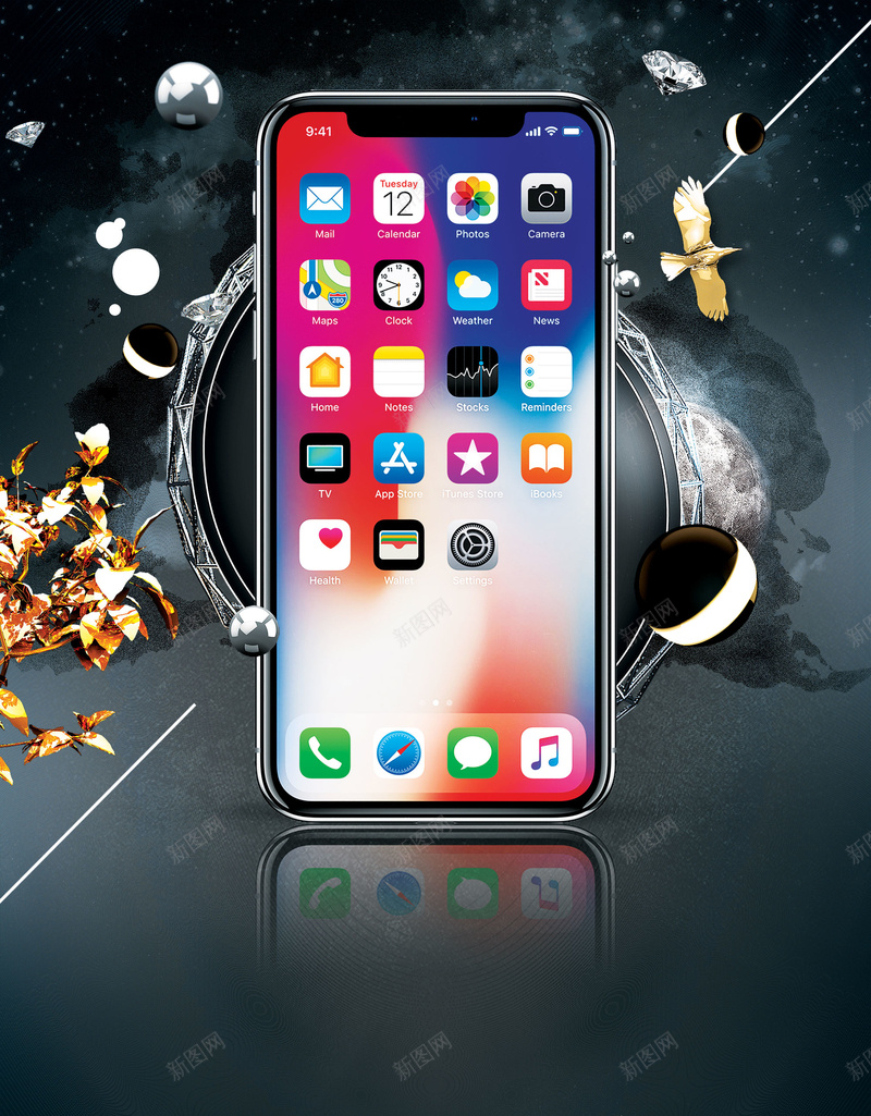 欧美风iPhoneX预售海报背景psdpsd设计背景_88icon https://88icon.com 人脸识别技术 面部识别 乔布斯 全面屏 未来 iPhone X 超视网膜 AI 技术 欧美风