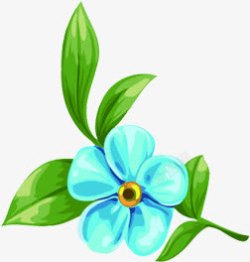 创意合成效果水彩花卉植物蓝色素材