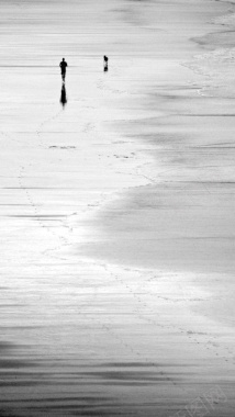 海滩黑白H5摄影素材背景