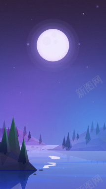 扁平风景夜景背景背景