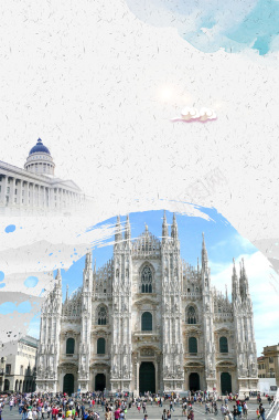 意大利米兰风情旅游留学海报背景素材背景