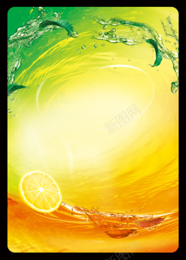 水感绿茶柠檬饮料宣传海报背景素材背景