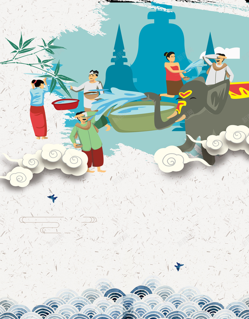 中国少数民族泼水节背景素材jpg设计背景_88icon https://88icon.com 中国 少数 民族 云南 中国风 泼水节 傣族 插画 大象 背景 素材