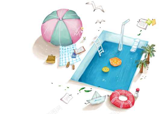 夏日游泳池背景海报素材背景
