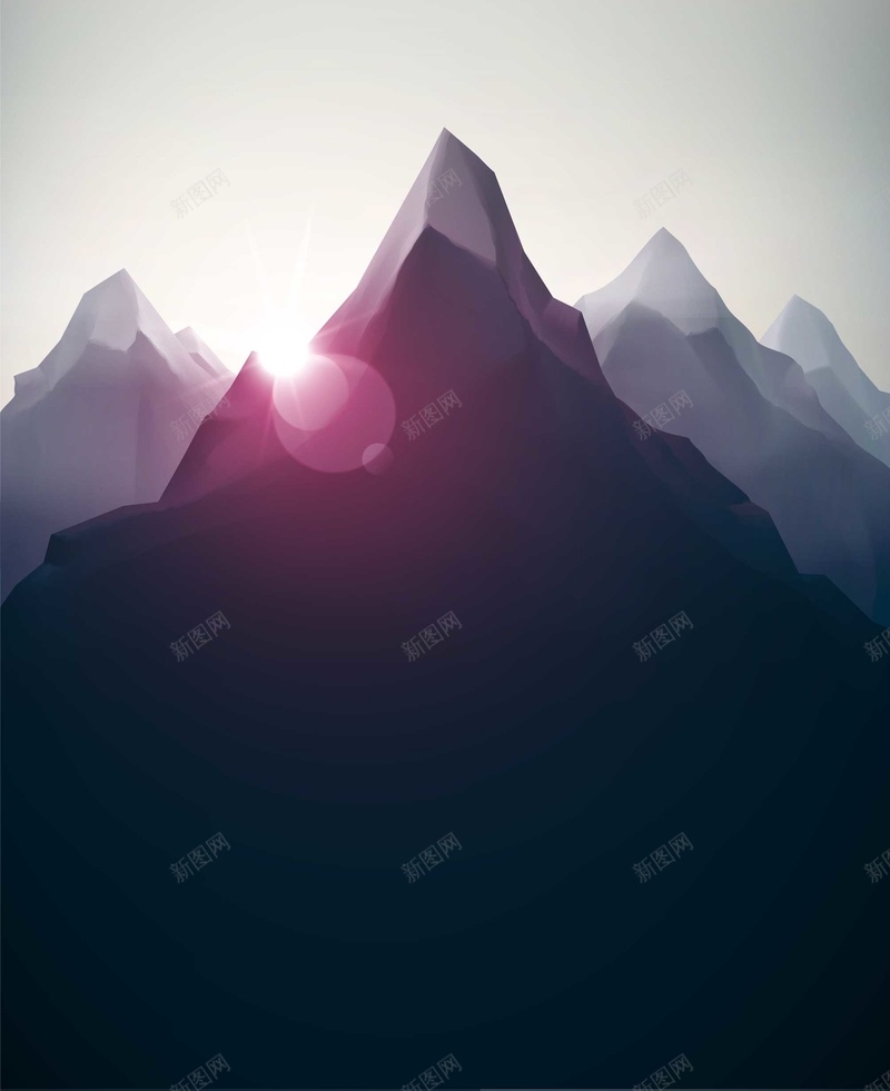 唯美夕阳山脉插画矢量背景eps设计背景_88icon https://88icon.com 唯美景色 卡通 夕阳 雪山 高山 几何自然美景 多边形山脉 连绵起伏的山 童趣 手绘