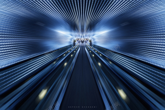 蓝色科技公路隧道背景素材背景