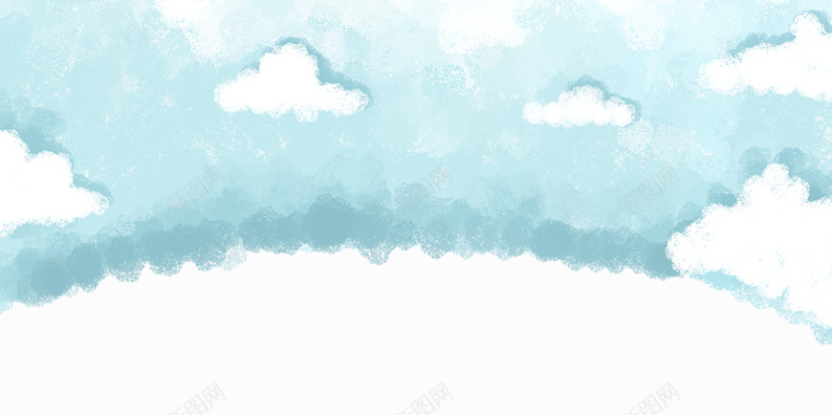 蓝色卡通手绘天空白云背景背景