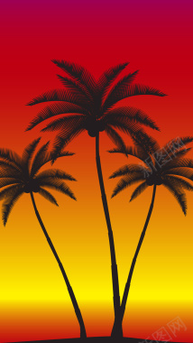 扁平海岛椰子树背景背景