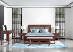 新中式床尾凳新中式卧室场景图梳妆台高清图片