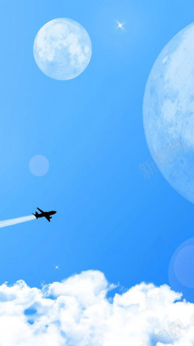 天空中的飞机H5素材背景背景