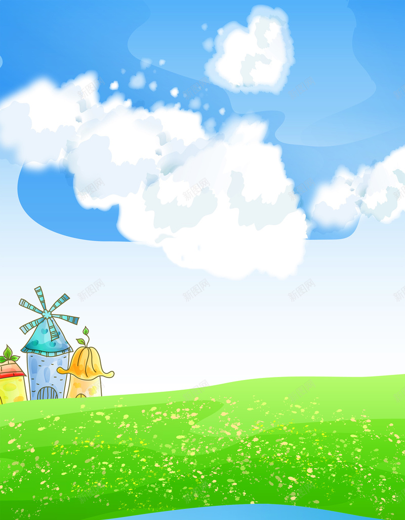 蓝天白云草地绿地房屋手绘背景素材psd设计背景_88icon https://88icon.com 房屋 白云 绿地 草地 蓝天 手绘 背景 素材