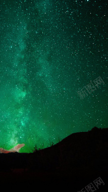 绿色星空夜晚H5背景素材背景