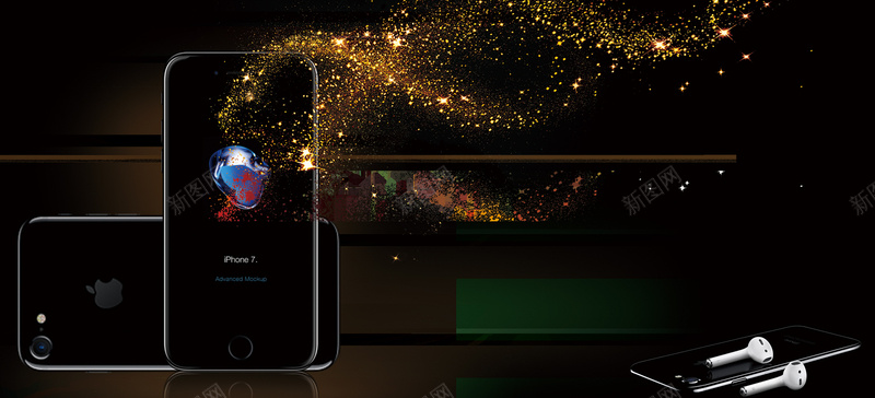iPhone手机炫彩黑色科技psd设计背景_88icon https://88icon.com 黑色 手机 科幻 苹果 7 iPhone 几何 商务 科技