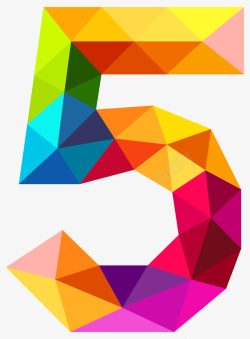 色彩拼贴彩色几何拼贴数字5高清图片