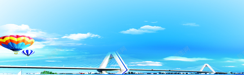 希望之桥背景海报jpg设计背景_88icon https://88icon.com 降落伞 城市 桥梁 白云 蓝天 大自然 清新 阳光 海报banner 文艺 小清新 简约