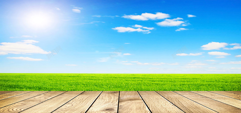 自然风光摄影图片jpg设计背景_88icon https://88icon.com 天空 木板 纹理 绿色 草坪 海报banner 质感