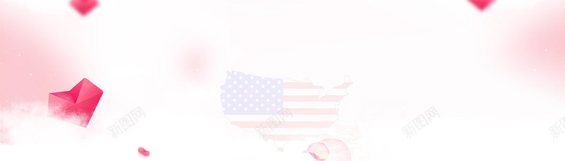 矩形心形美国国旗海报背景背景