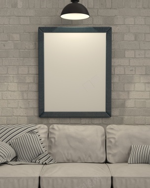 简约文艺灰色沙发相框展示背景素材背景