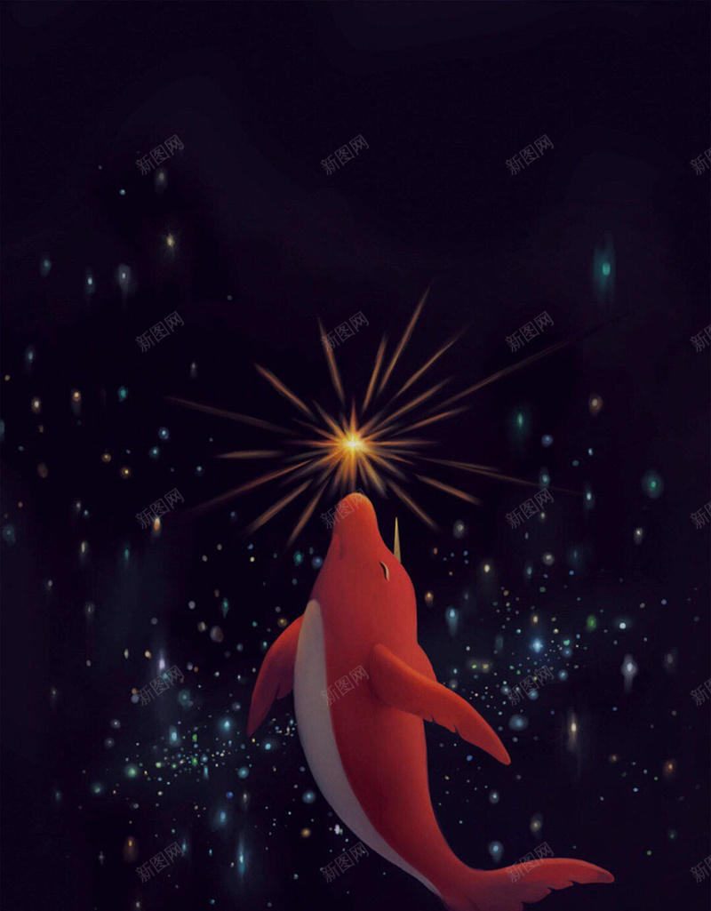 夜空下的红鲨鱼海报背景jpg设计背景_88icon https://88icon.com 星空 夜空 鲨鱼 鲸鱼 海报背景 背景 背景素材 黑夜 星星
