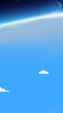 蓝色天空扁平白云H5背景背景
