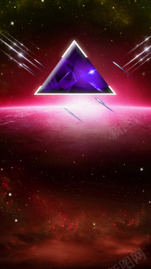 红色星球水晶科幻H5背景背景