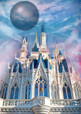 科幻城堡天空背景背景