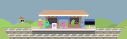 手绘的铁轨铁轨上的站台高清图片