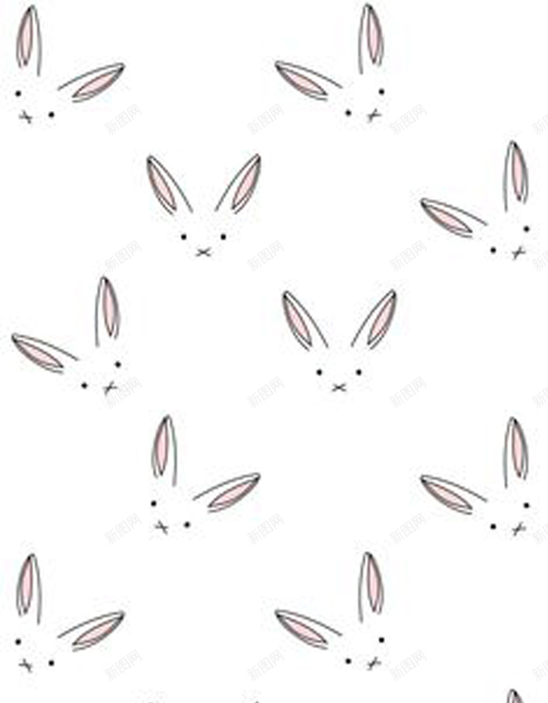 可爱兔子平铺背景psd设计背景_88icon https://88icon.com 兔子头 开心 浪漫 线描 连续 梦幻