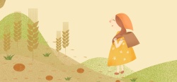 女孩麦子淘宝卡通黄色海报背景高清图片