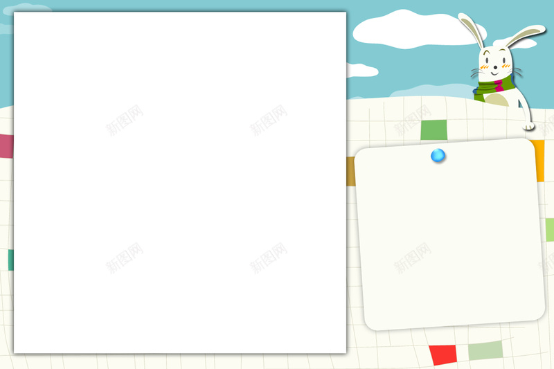 可爱兔子海报背景jpg设计背景_88icon https://88icon.com 兔子 可爱 框架 白色 蓝色 卡通 小孩子 简单