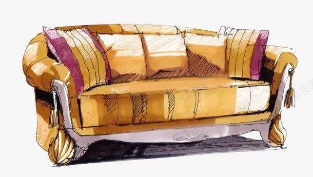电脑手绘家居黄色沙发png免抠素材_88icon https://88icon.com 沙发座椅手绘 水彩手绘沙发 家装手绘效果图 沙发 家居 手绘 水彩 效果图