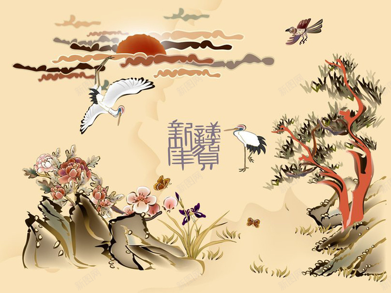 中国风背景jpg设计背景_88icon https://88icon.com 中国风 水墨画 松树 纹理 质感