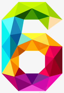 彩色几何拼贴数字6素材