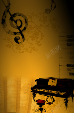 怀旧钢琴海报背景素材背景