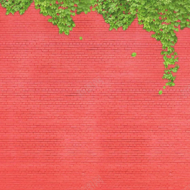 红墙绿植背景背景