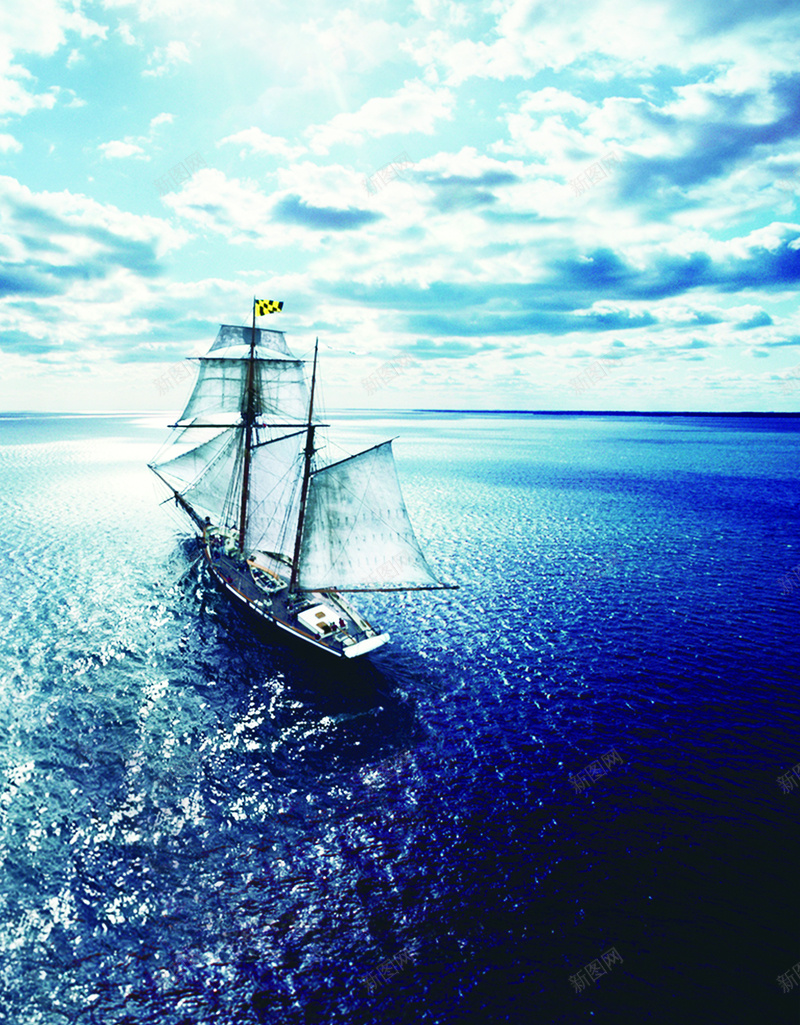 大海帆船印刷背景jpg设计背景_88icon https://88icon.com 蓝色 天空 海洋 大海帆船印刷背景