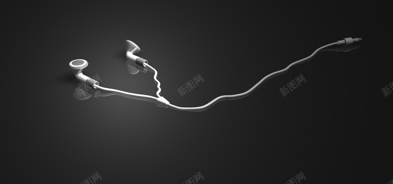 黑色耳机背景展板背景