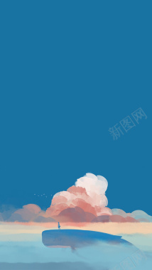 简约手绘蓝天白云背景背景