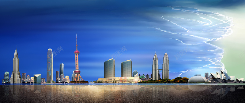 中国风城市高楼背景图背景