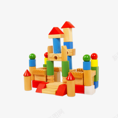 儿童节背景儿童积木城堡图标