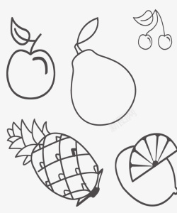 手绘水果桃子菠萝苹果素材