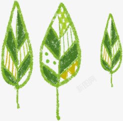 创意手绘水彩小树叶效果素材