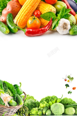 新鲜时蔬新鲜蔬菜白色背景简约海报高清图片