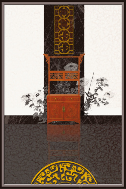 红木床中式古典家居家具海报背景高清图片